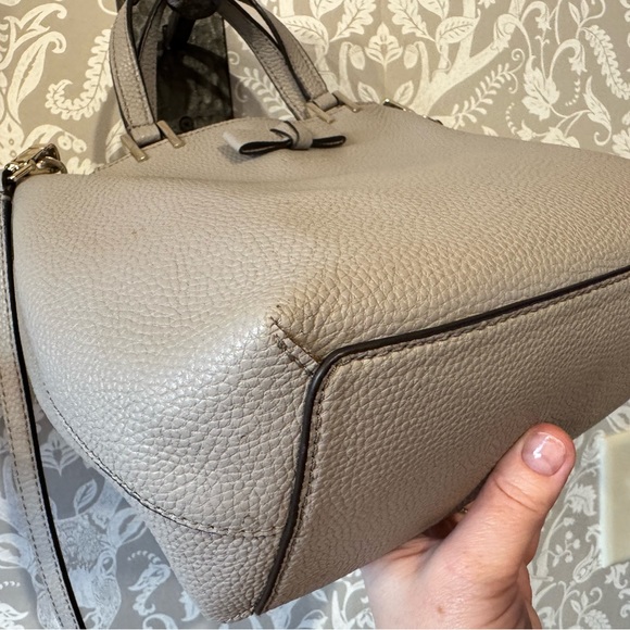 LOW START Kate Spade Gwyn Pershing Street Satchel Grey Pebble Leather $359 - Picture 8 of 15